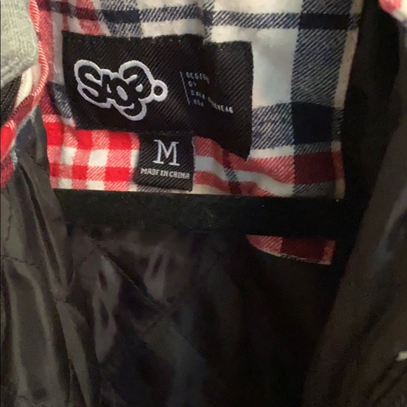 Saga Outerwear plaid coat with grey hood - Picture 3 of 9